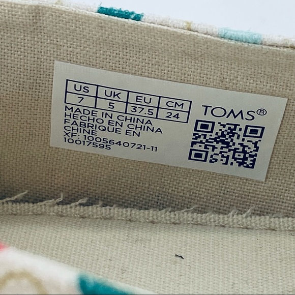 TOMS Belmont Women’s Size 7 Natural Tree Lights Print Holiday Christmas Flat NEW - Picture 10 of 11